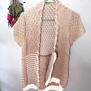 Piazza Sempione imported cream and white multi knit sweater, shirt sleeves, sz44